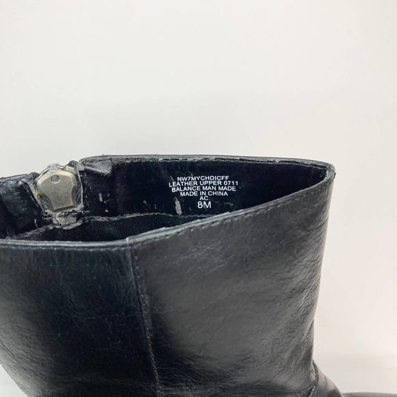 Nine West Black Leather Moto Style Biker Boots Women's Size 8M Buckle Zipper - Picture 4 of 16